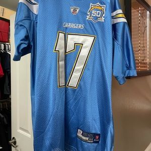Reebok 50th anniversary Baby blue San Diego Chargers Rivers on field jersey.